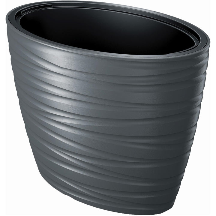 Pot with insert Prosperplast Maze anthracite oval DBMZE600-S433