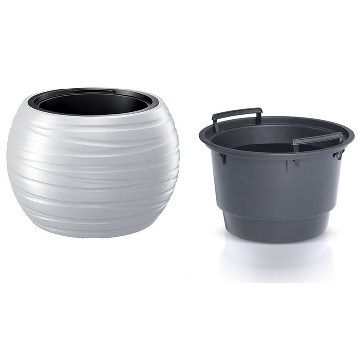 Maze flower pot planter 2in1 incl. Plant pot weatherproof for indoor and outdoor use round plastic (Ø 396mm, white)