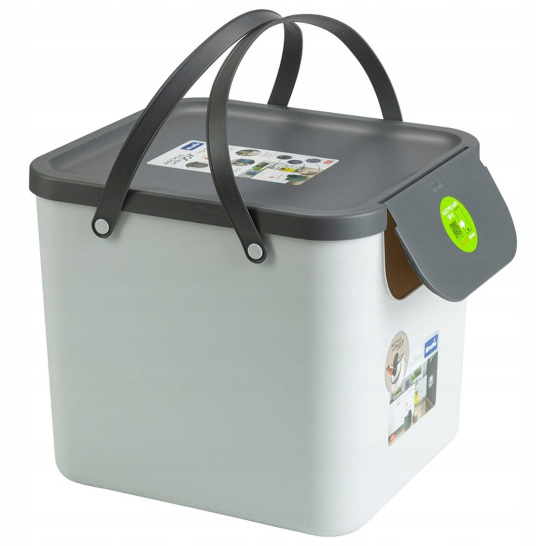 Rotho 1034401023 Sorting Waste Bin Recycling Eco with Lid Handle 40L White