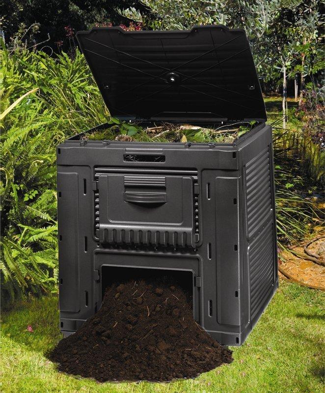 Keter E-COMPOSTER 470L Composter Bin with Base Compost Bin Eco Black 231415 Large Vented