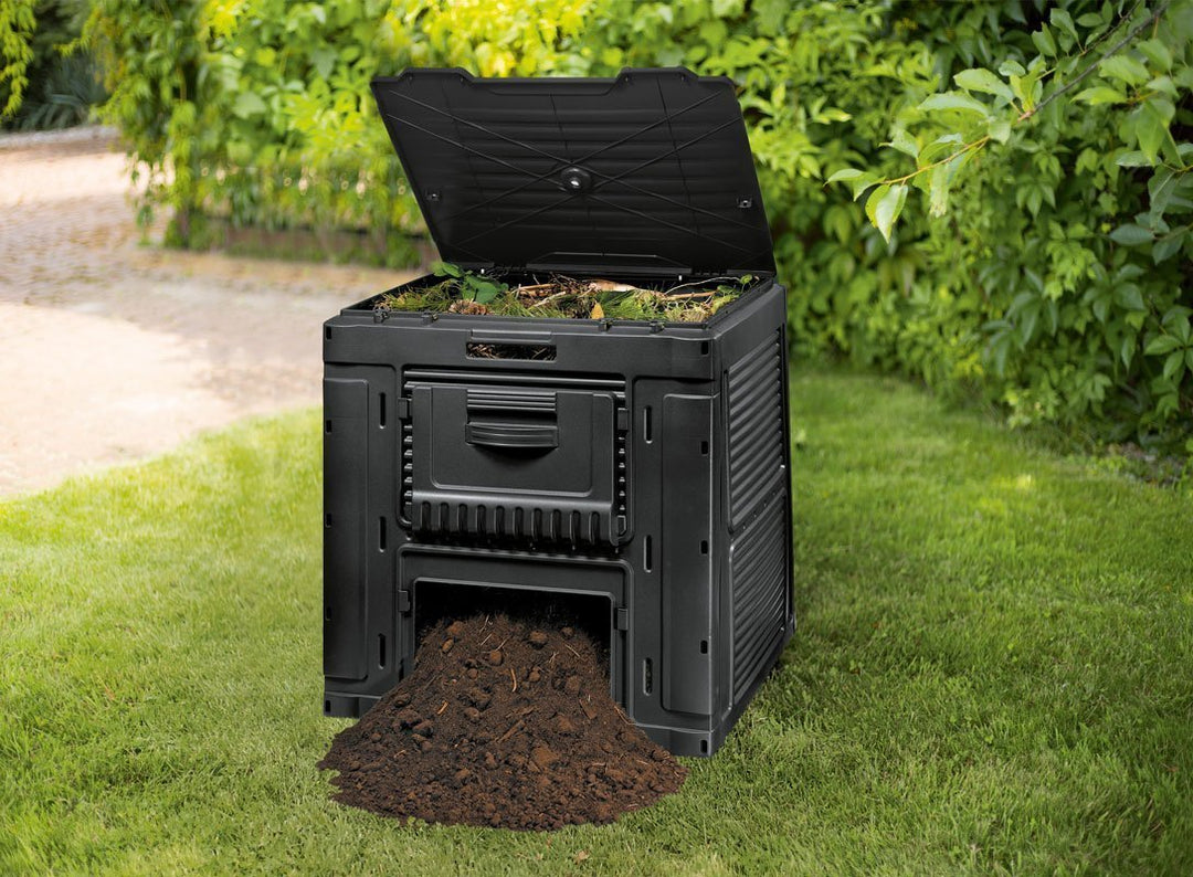 Keter E-COMPOSTER 470L Composter Bin with Base Compost Bin Eco Black 231415 Large Vented