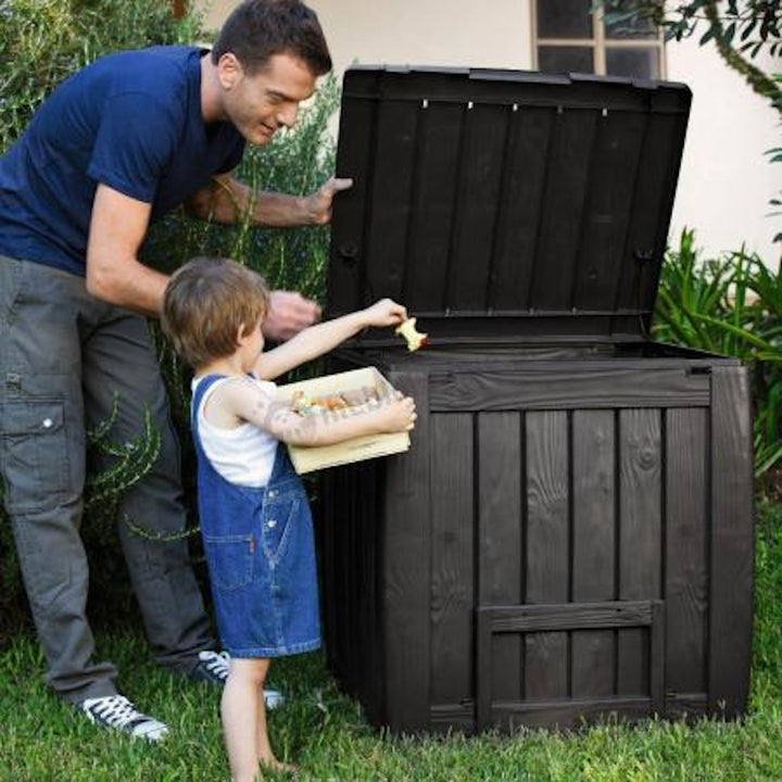 Keter Deco 340L Outdoor Composter Compost Bin with Base Brown Garden 231600