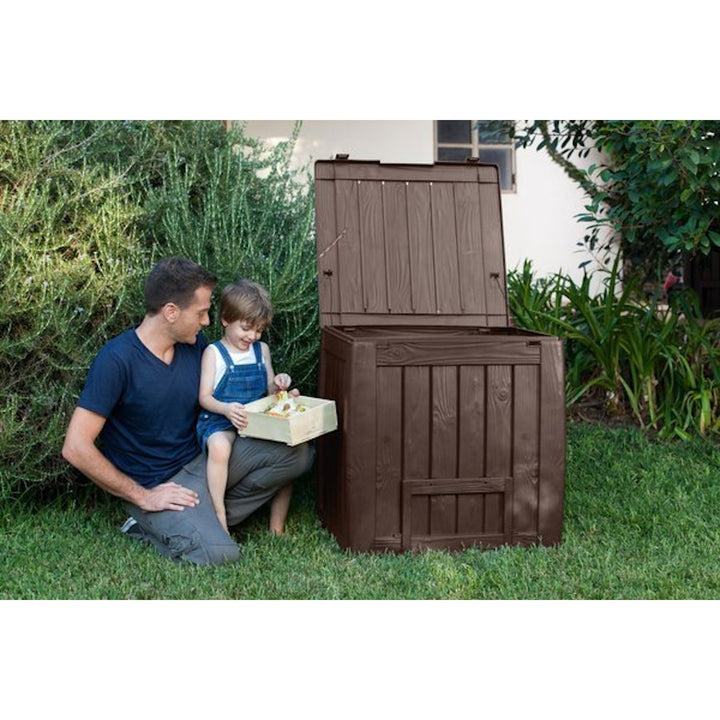 Keter Deco 340L Outdoor Composter Compost Bin with Base Brown Garden 231600