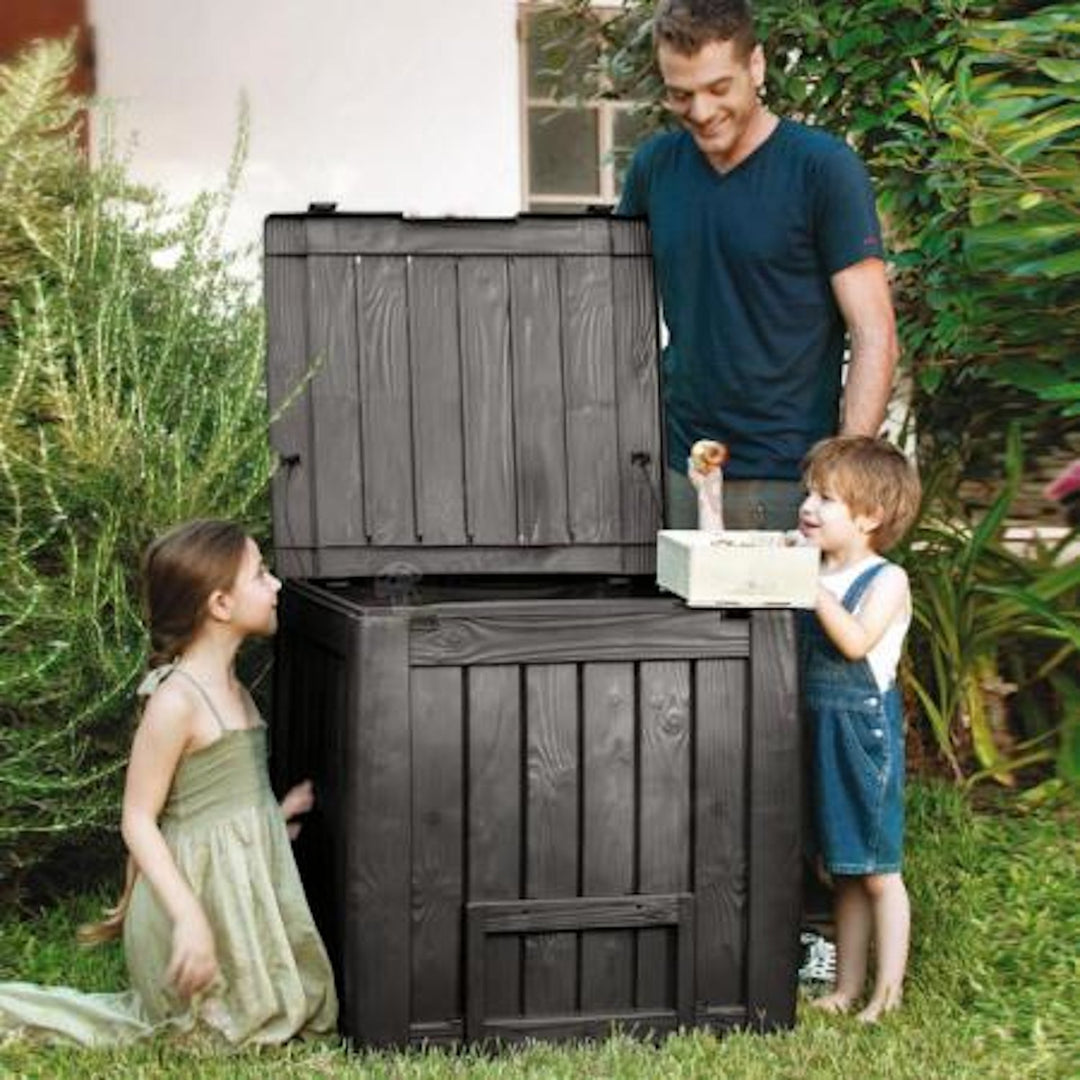 Keter Deco 340L Outdoor Composter Compost Bin with Base Brown Garden 231600