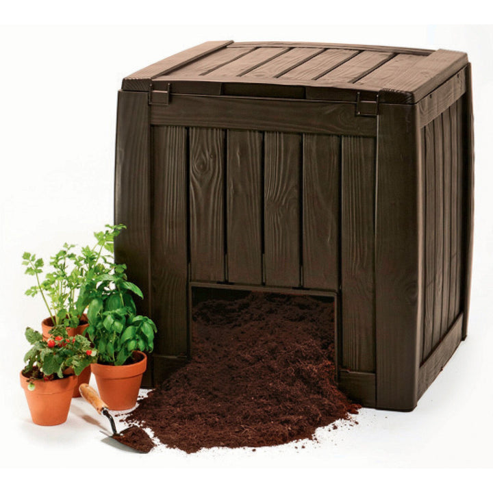 Keter Deco 340L Outdoor Composter Compost Bin with Base Brown Garden 231600