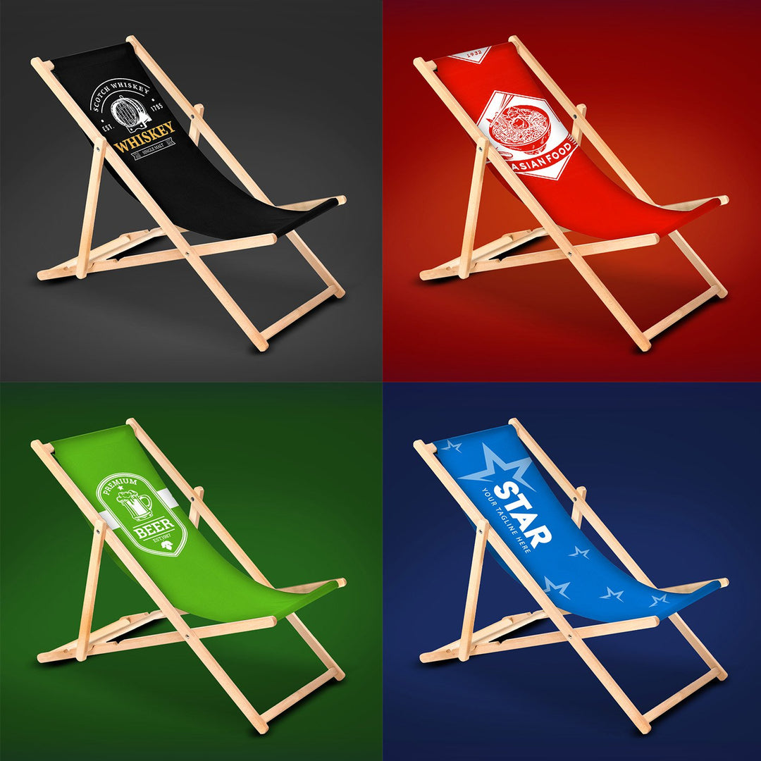 Custom Design Classic Beech Wooden Deckchair GreenBlue GB183 with Your Own Print Graphics Logo, Advertising Deckchair