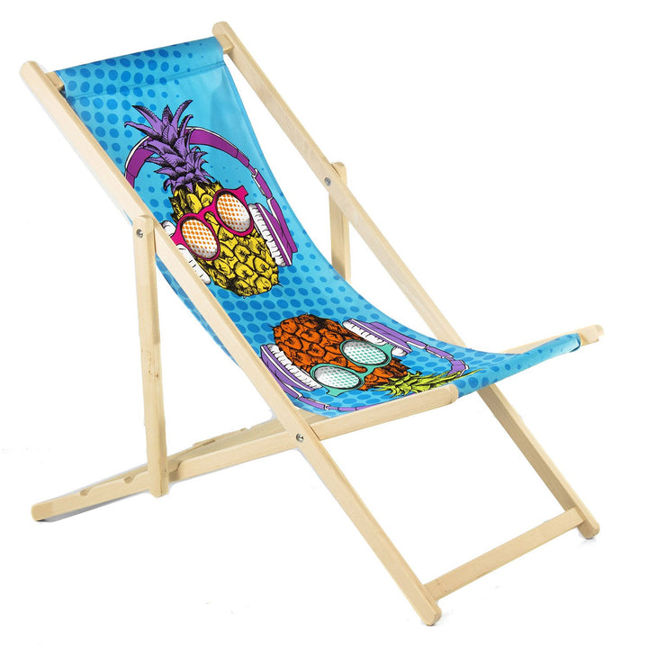 Custom Design Classic Beech Wooden Deckchair GreenBlue GB183 with Your Own Print Graphics Logo, Advertising Deckchair