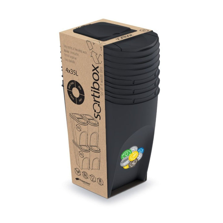 Set of segregation baskets Prosperplast Sortibox 4x35L anthracite