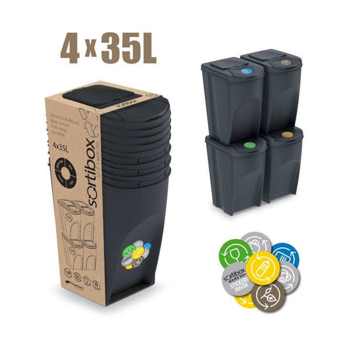 Set of segregation baskets Prosperplast Sortibox 4x35L anthracite