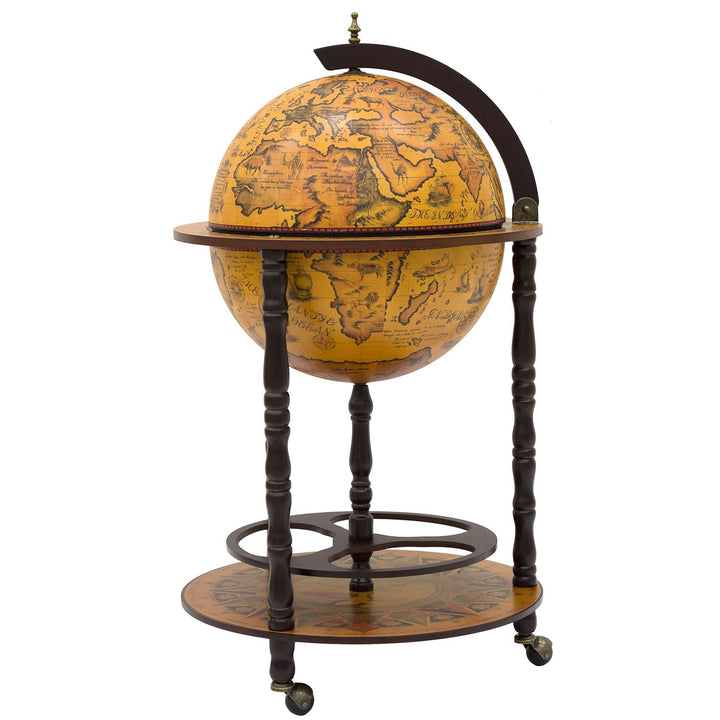 Queen Isabell Colonial Globe Bar Luxurious Rack for Alcohol Retro Style Wooden Home Bar