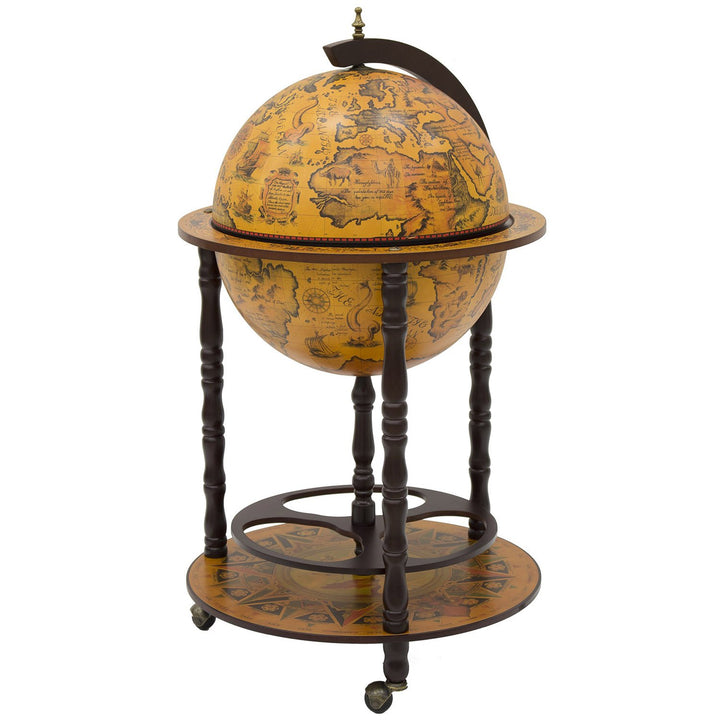 Queen Isabell Colonial Globe Bar Luxurious Rack for Alcohol Retro Style Wooden Home Bar