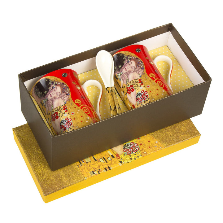 Queen Isabell  2 + 2 Coffee Mugs Set Gustav Klimt "Kiss" Collection Set of 2 Mugs in a Decorative  Packaging  2x250ml