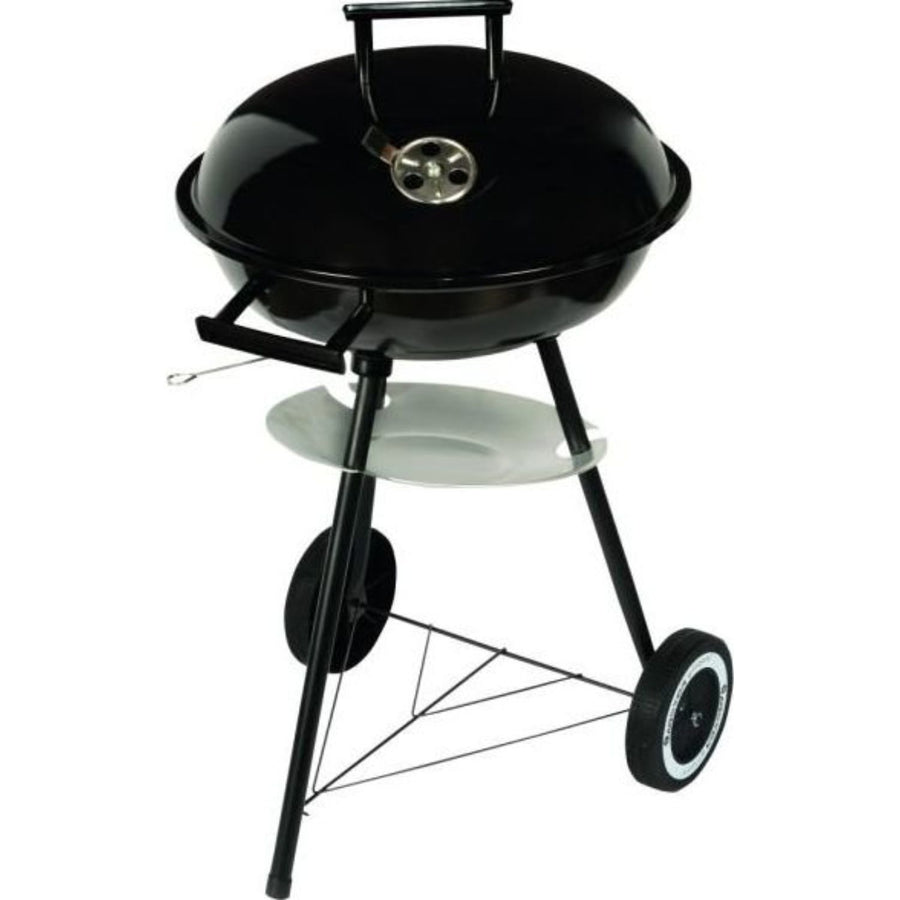 Master Grill&Party MG913 BBQ Grill Barbecue Lid Wheels Shelf Charcoal Chrome Steel Round Garden