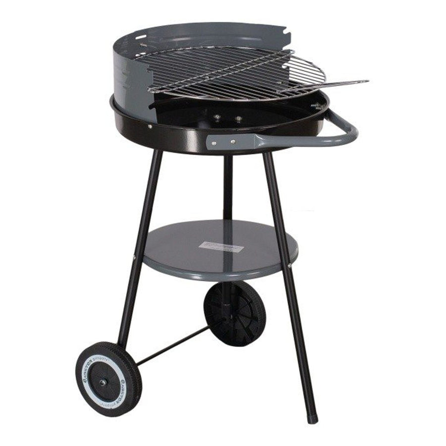 Master Grill MG912 Round Grill with Wheels Garden Charcoal Grill  with Lower Shelf  40cm diameter BBQ Grill