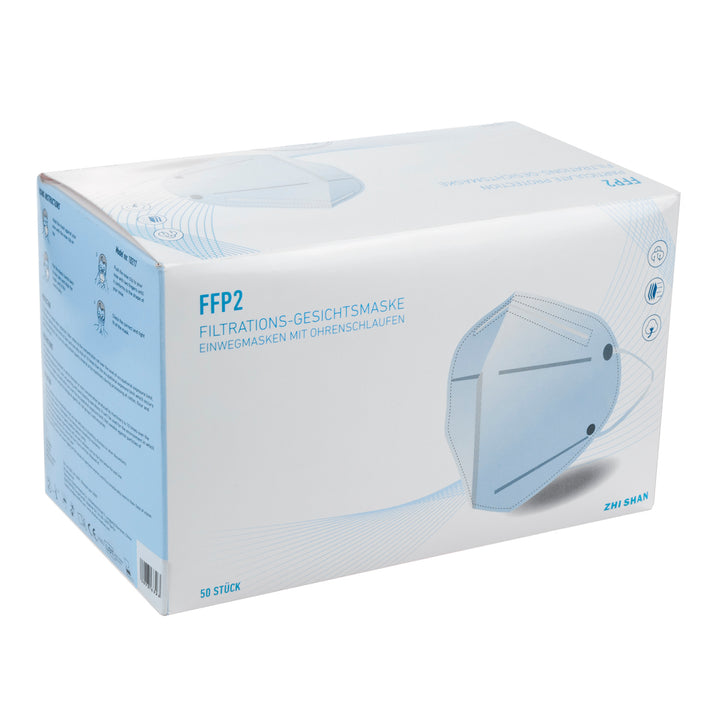 Set of 50 white FFP2 filter masks set.