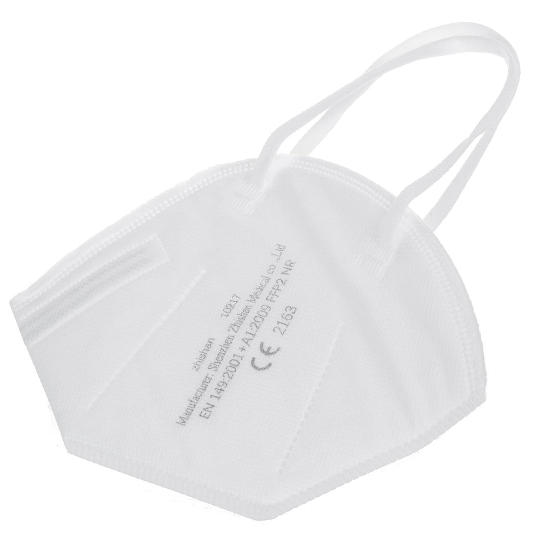 Set of 50 white FFP2 filter masks set.