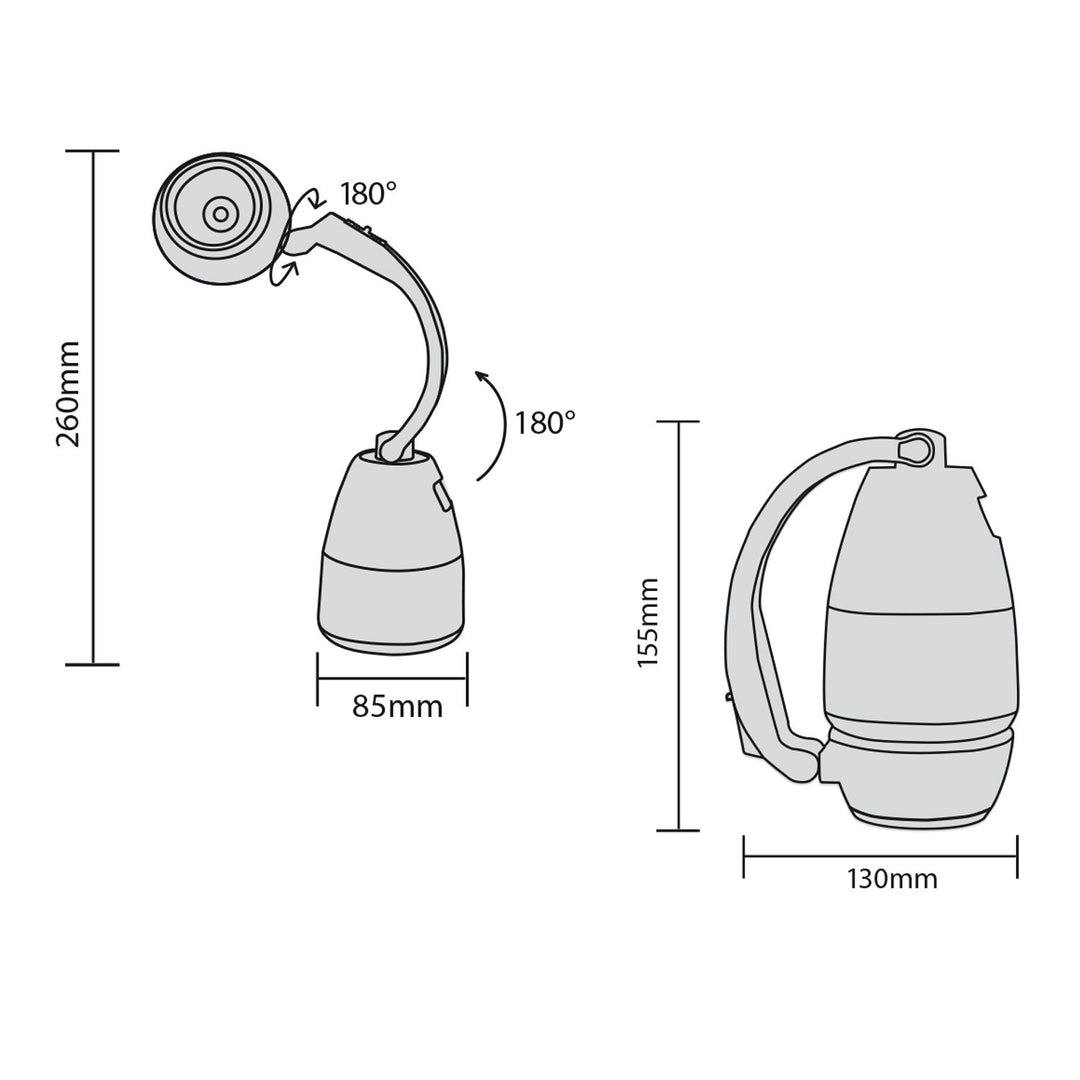 Maclean MC294 3 in 1 Lampa LEDCamping agus Flashlight Infhillte Lasmuigh 3 Modh Solais 1W 60-200LM fionnuar bán 6000K IP20 (ceallraí: 3xAA 1.5V)