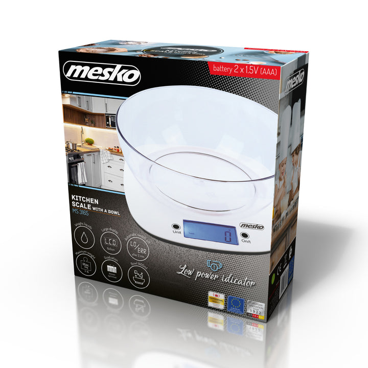 Electronic kitchen scale with bowl Mesko MS 3165 with a capacity of 5 kg