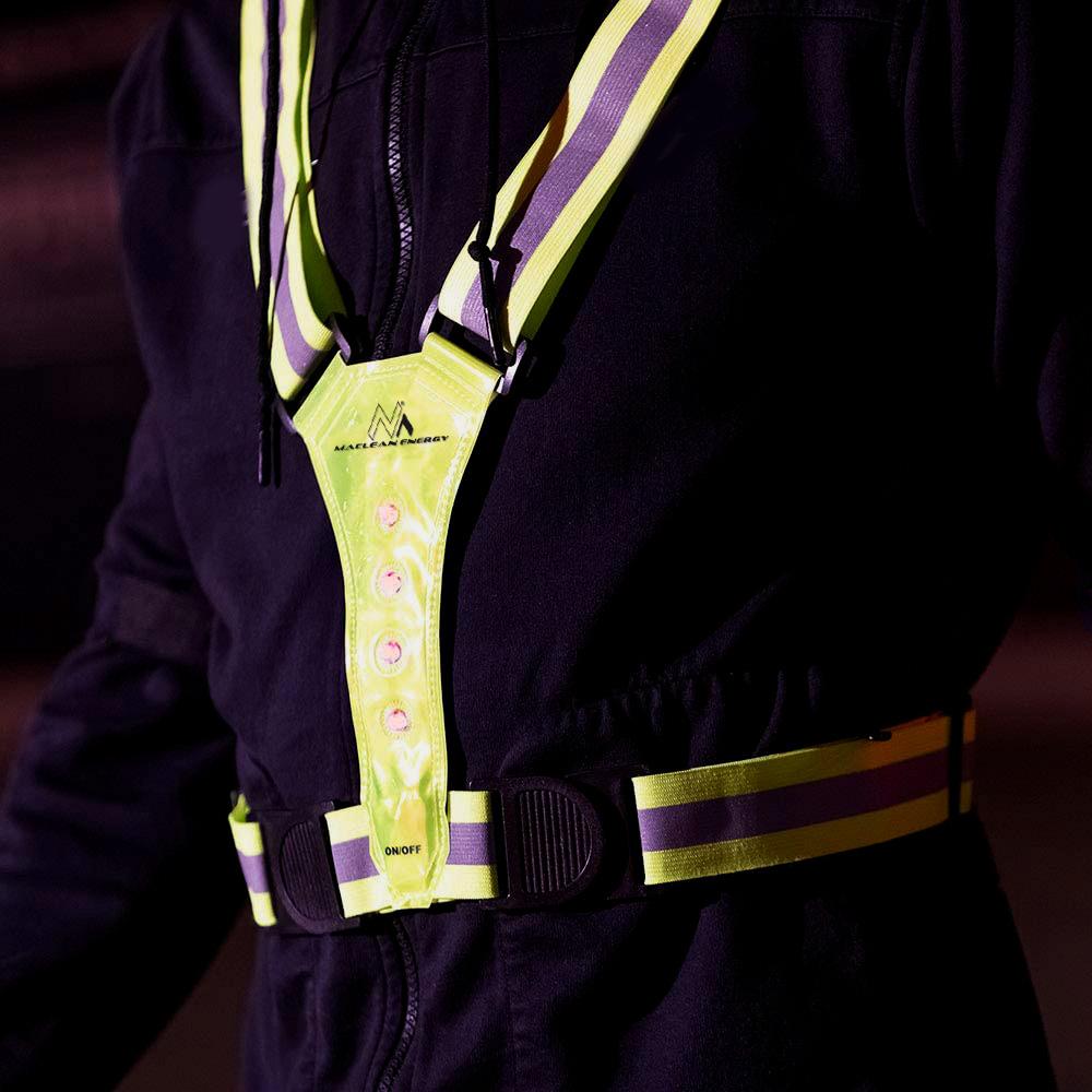 Maclean MCE425 High Visibility Vest  Reflector LED 360 ° Waterproof Reflective Safety Reflective Stripes 2X 4 LED