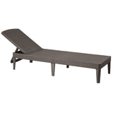 Keter Jaipur Sun Lounger with 4-way Adjustable Backrest Garden Lounger UV- & Weather-resistant Rattan Style Colour Brown