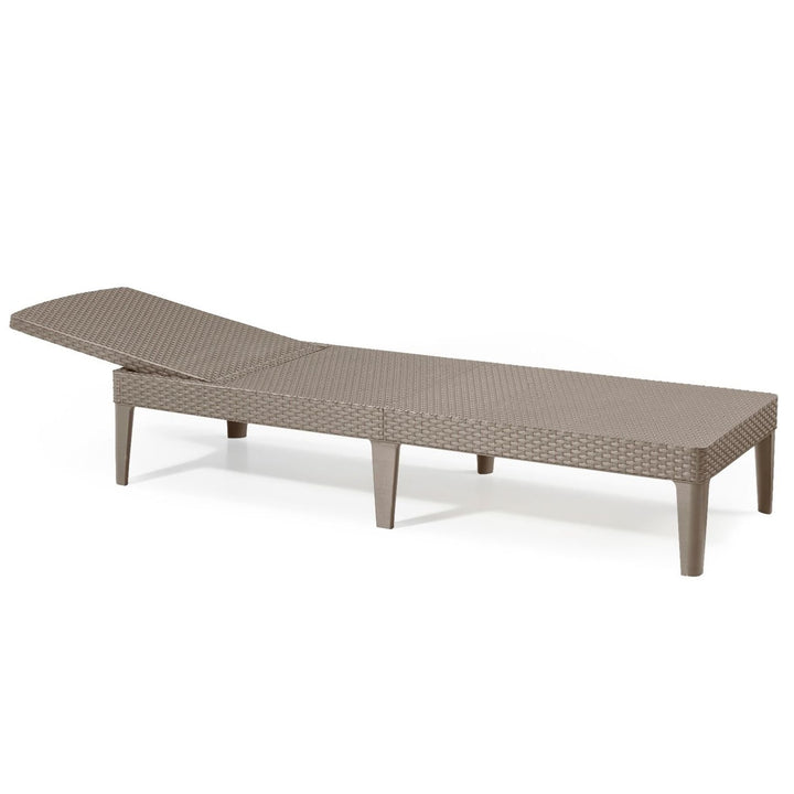 CURVER 235163 Sun lounger with 4-way adjustable backrest Garden lounger UV- & weather-resistant rattan cappuccino