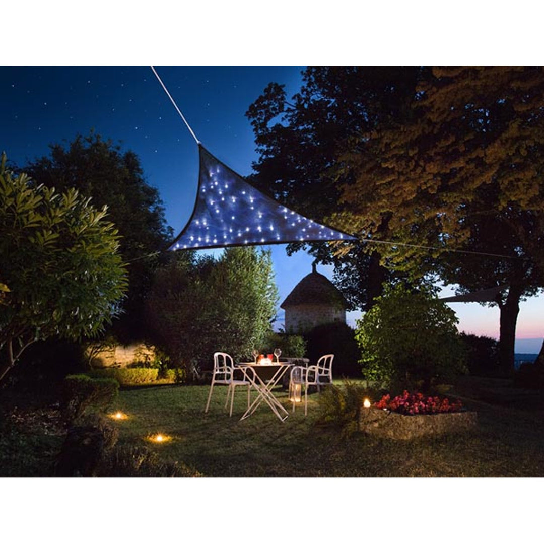 VELLEMAN GSS36MLEDSKY Sun sail with built-in LED lighting "starry sky" - triangle - 3.6 x 3.6 x 3.6 m