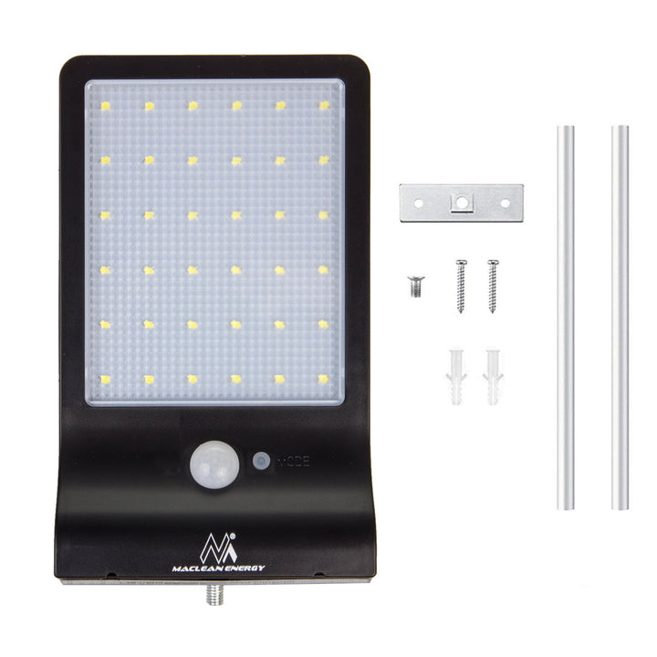 Maclean MCE444 Solar LED Lamp Braiteoir Tairiscint PIR Twilight Solas Balla Allamuigh IP65 Inchoigeartaithe Gan Sreang