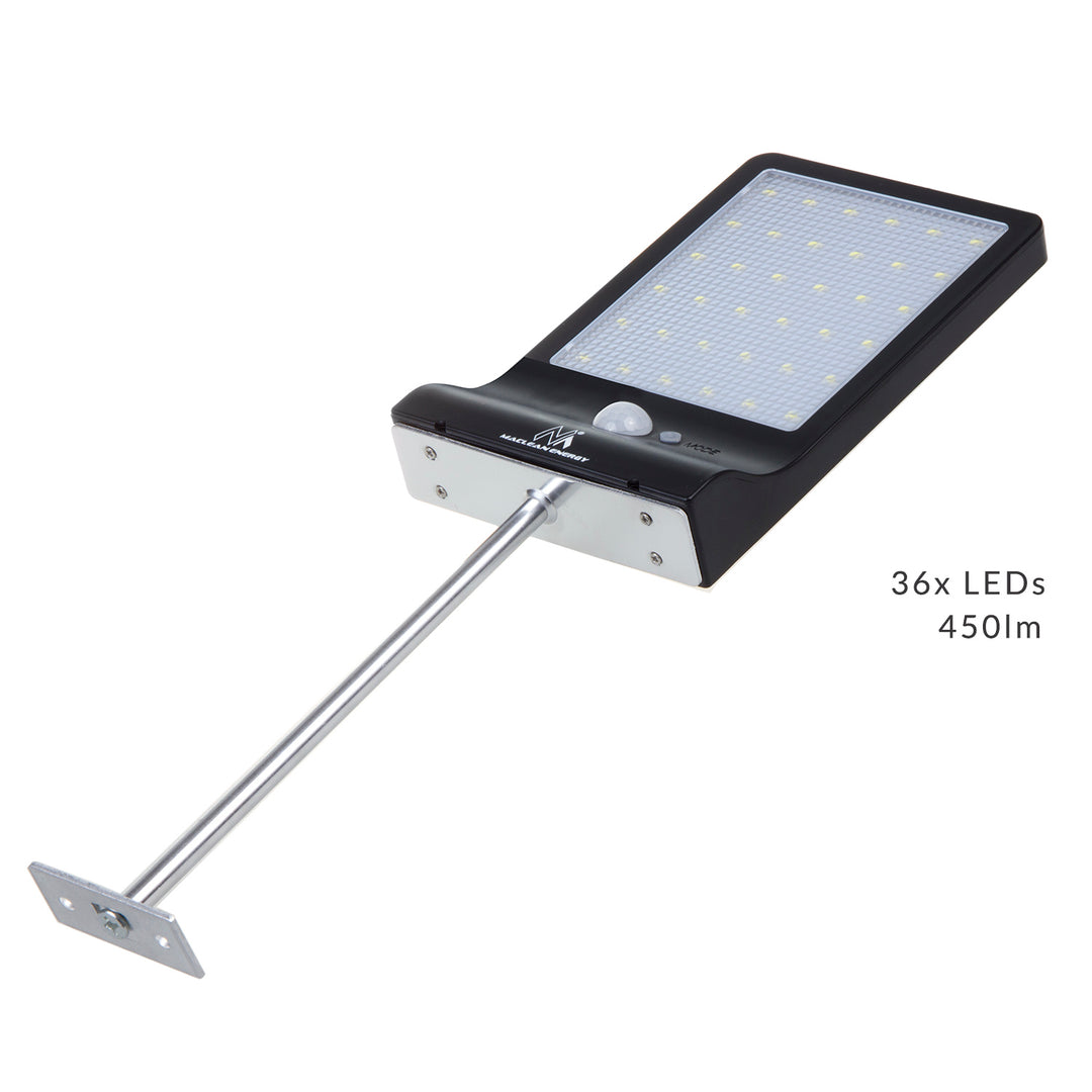 Maclean MCE444 Solar LED Lamp Braiteoir Tairiscint PIR Twilight Solas Balla Allamuigh IP65 Inchoigeartaithe Gan Sreang