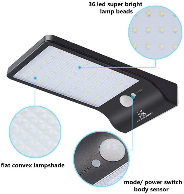 Maclean MCE444 Solar LED Lamp Motion Sensor PIR Twilight Outdoor Wall Light  IP65 Adjustable Wireless