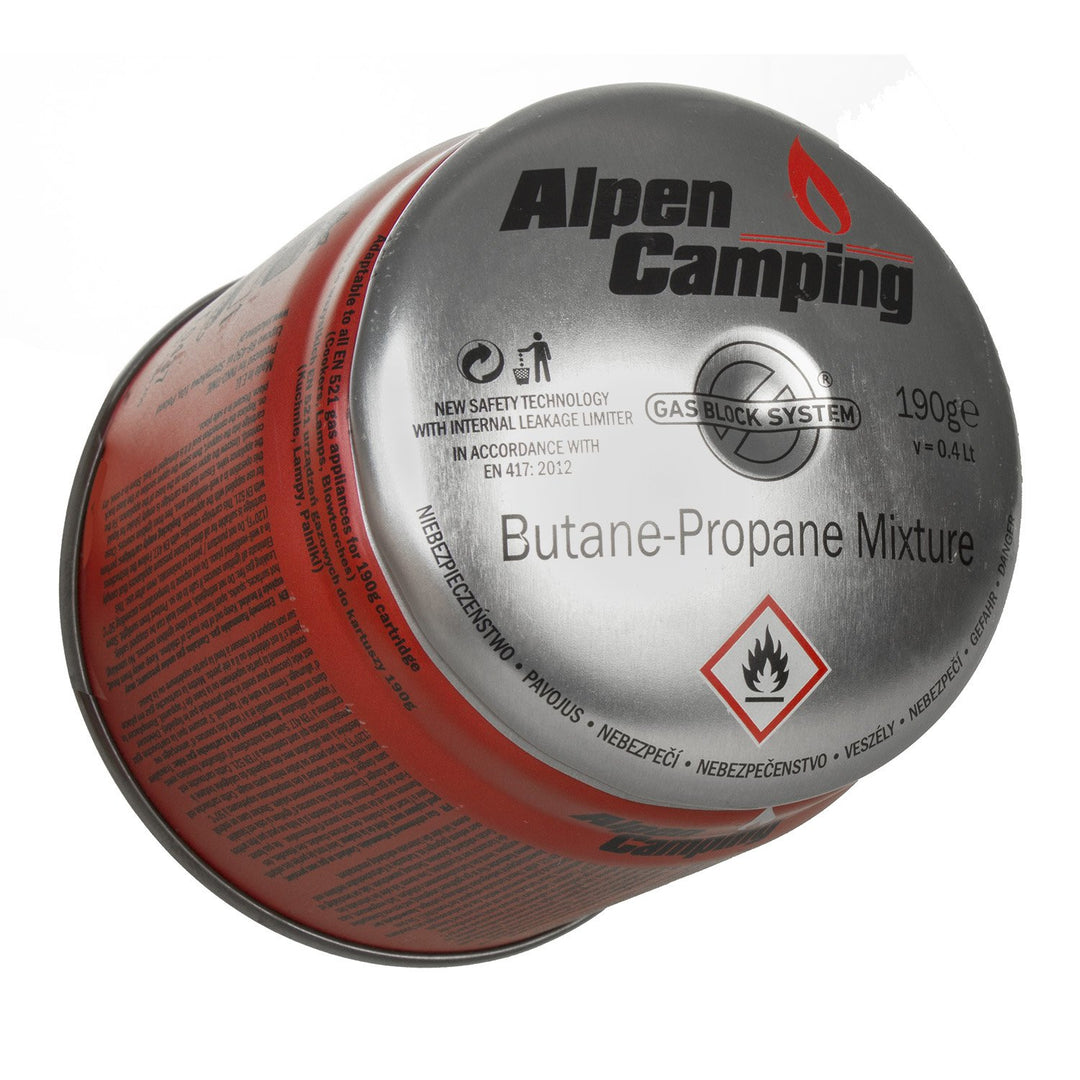 INKO-TIME  IK006 Alpen Camping Propane Butane Gas Cartridge 400ml Gas Stop System Certificate: Pi 0437, EN417 Compliant, Propane-Butane, Range -10°C to + 40°C, GAS STOP system