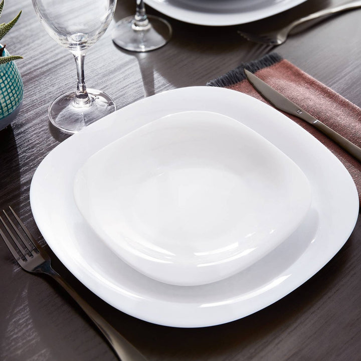 Luminarc Carine Neo White 18-Piece Dining Set 6x Dinner Plate, 6x Soup Plate, 6x Dessert Plate Rounded Square