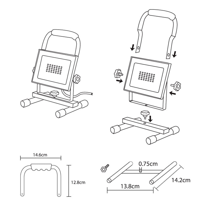 Maclean MCE632 Yellow Floor Stand for Maclean LED Floodlight Steel Adjustable Angle MCE550/530/630/632/650/652