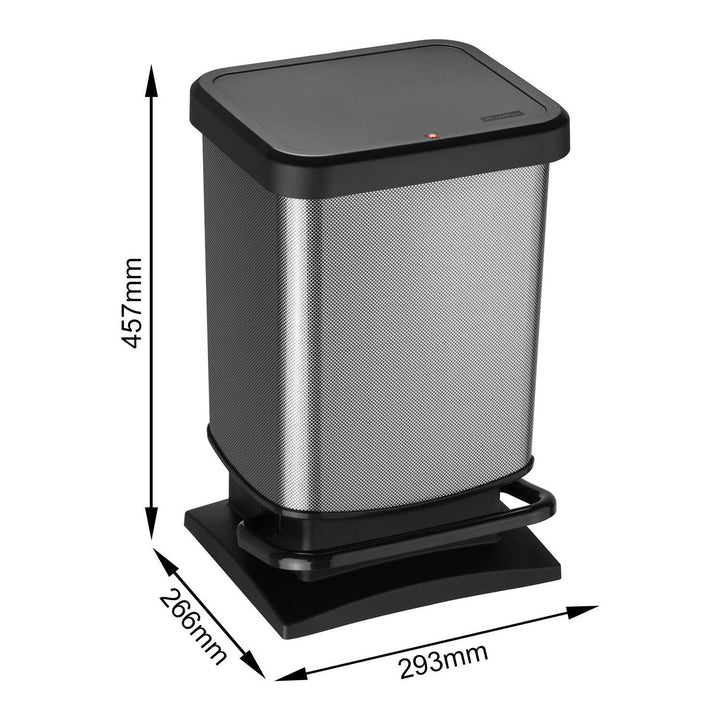 ROTHO 1754011006 Pedal bin PASO | 20 liter capacity | Plastic waste bin with step function pedal trash can