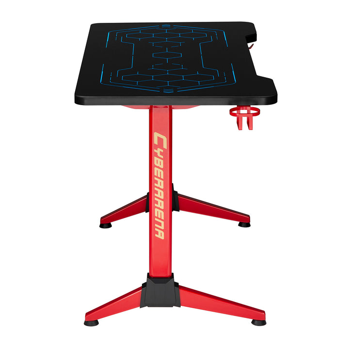 NanoRS RS163 Gaming Table With Adjustable RGB LED Backlight Drink Holder Headphone Holder Gaming Desk 120cm Computer Table