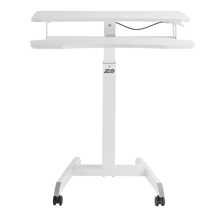 Ergo Office ER-444 W Height Adjustable Sit-Stand Desk With Castors Workstation With Double Platform Loadable Up To 8kg White