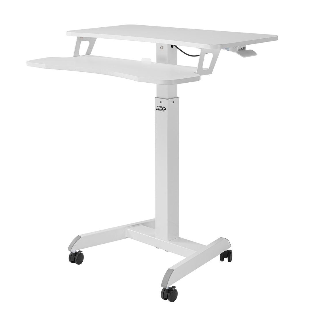 Ergo Office ER-444 W Height Adjustable Sit-Stand Desk With Castors Workstation With Double Platform Loadable Up To 8kg White