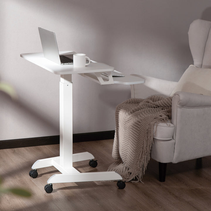 Ergo Office ER-444 W Height Adjustable Sit-Stand Desk With Castors Workstation With Double Platform Loadable Up To 8kg White