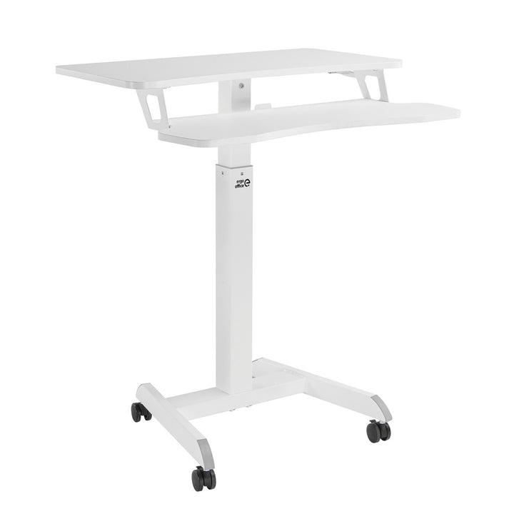 Ergo Office ER-444 W Height Adjustable Sit-Stand Desk With Castors Workstation With Double Platform Loadable Up To 8kg White