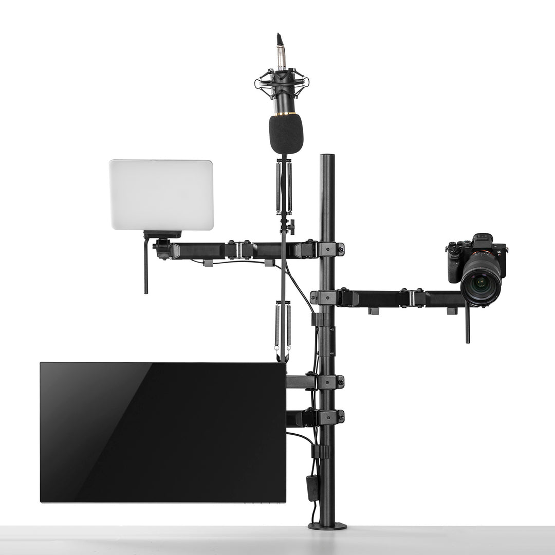 NanoRS RS164 Gléasta Tábla Gairmiúil Stiúideo uile-i-amháin le haghaidh Monatóir, Micreafón, Ceamara agus Solas Tuilte 17-32" le haghaidh Tripod Stiúideo VESA 75x75 100x100