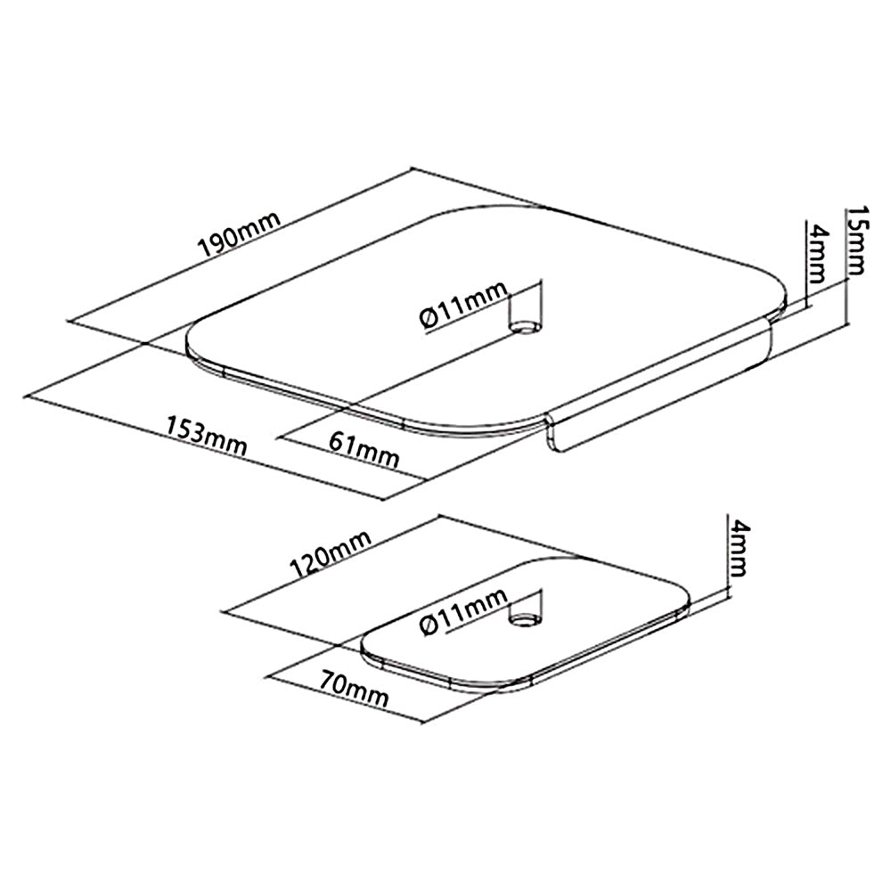 Maclean MC-929 Table top reinforcement for monitor table mount mounting set with anti-slip pad 11mm hole diameter 190x153,5x15mm