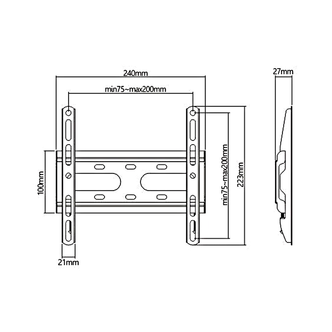 Maclean MC-937 Economy TV Mount Bracket, max VESA 200x200, 23-42", 45kg, Black