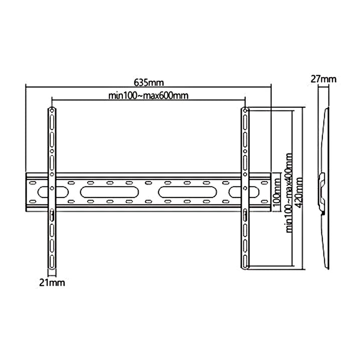 Maclean MC-939 TV Wall Mount Bracket Super Slim Flat Fixed Max Vesa 600x400 37"-70" 45kg Black