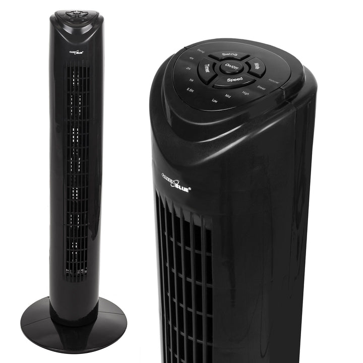 GreenBlue GB645 Oscillating Tower Fan with Remote Control 45W 3 Speeds 80° Rotation Silent Quiet Operation Timer Lightweight 3 Operation Modes