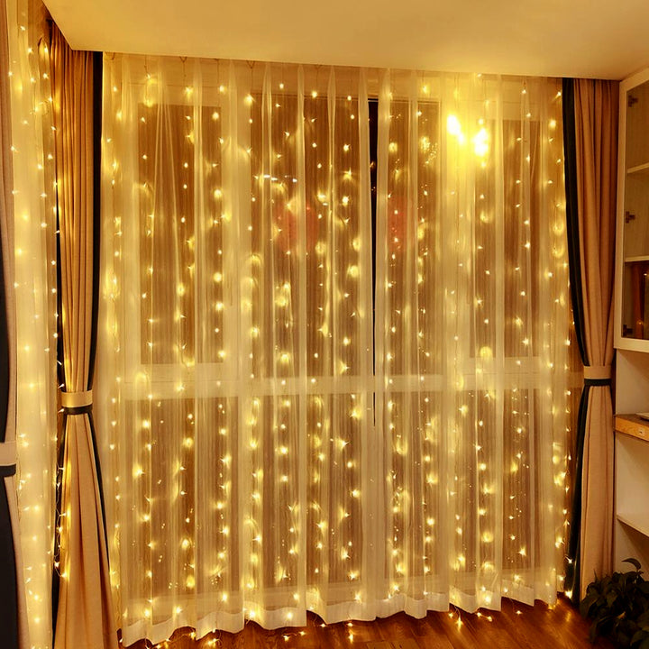 Maclean MCE413 Light Curtain Christmas Remote Control 3 x 3m 300 LED USB 5V Warm White Timer