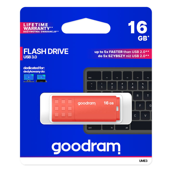 Goodram TGD-UME30160O0R11 Flash Drive 16 GB USB 3.0 Memory Stick Pen Thumb Key Closure High Speed Windows MacOS Linux