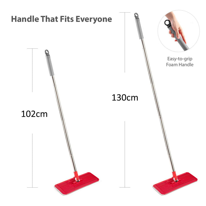 Flat Mop + Bucket + Telescopic Pole + 2 x Microfibre Pad 5.7L Floor Cleaning XXL Set Rotating Head