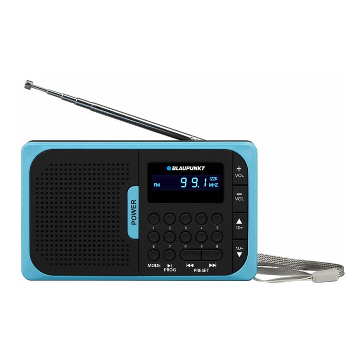 Blaupunkt PR5BL Portable FM Radio USB SD MP3 Modern Telescopic Antenna LCD Display Battery Mini-Jack Headphone Output