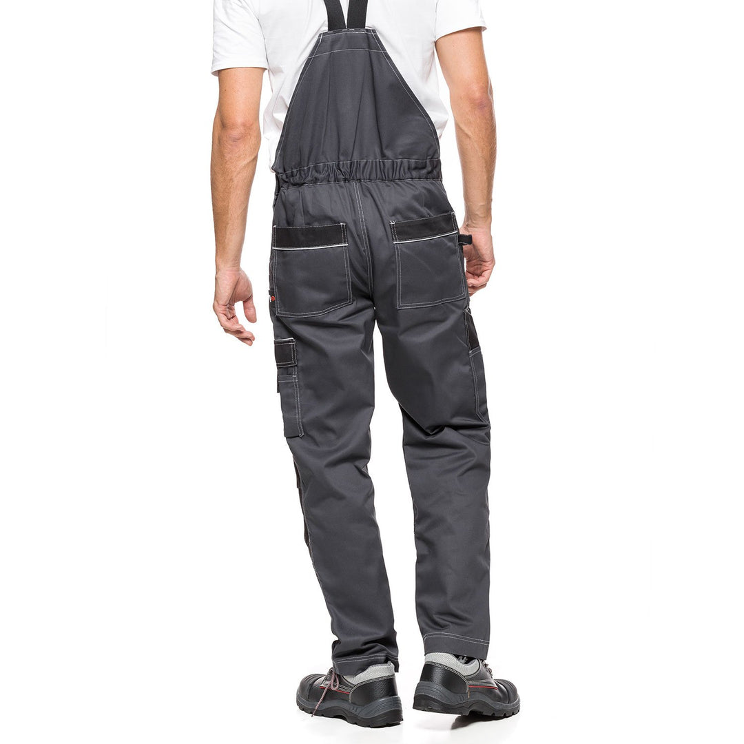 Helios Bib Pants Gray-Black, Size 50 (90-94) – Durable and Functional Workwear for Maximum Comfort and Performance