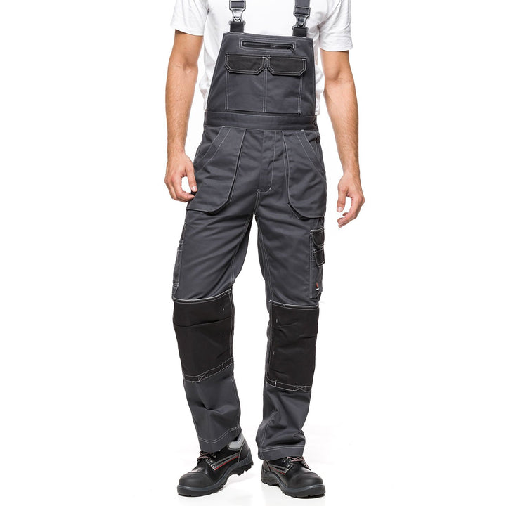 Helios Bib Pants Gray-Black, Size 50 (90-94) – Durable and Functional Workwear for Maximum Comfort and Performance