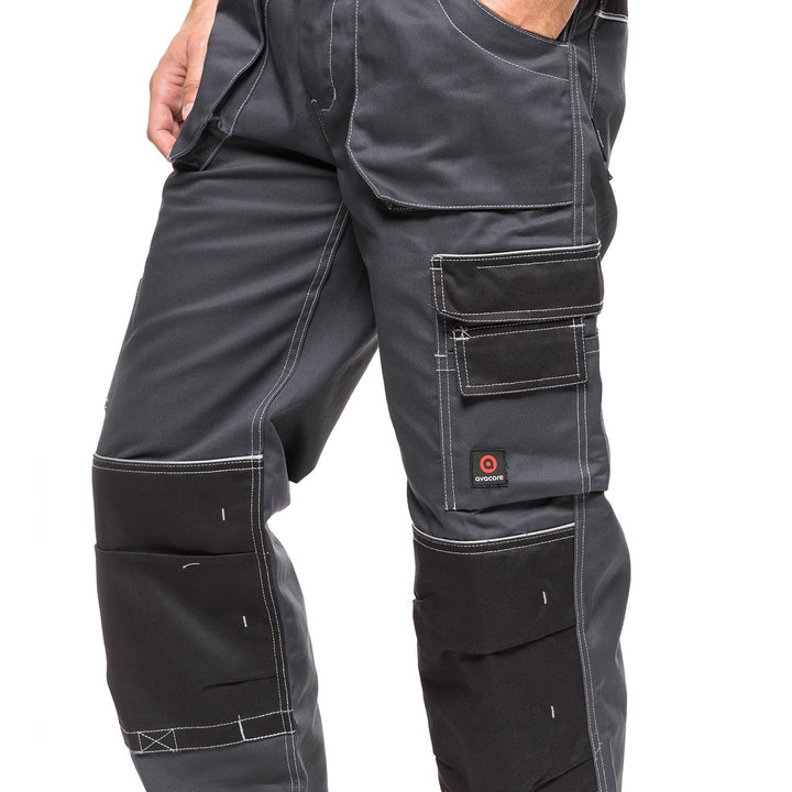 Helios Bib Pants Gray-Black, Size 52 (94-98) – Durable and Comfortable Workwear for Enhanced Mobility and Performance